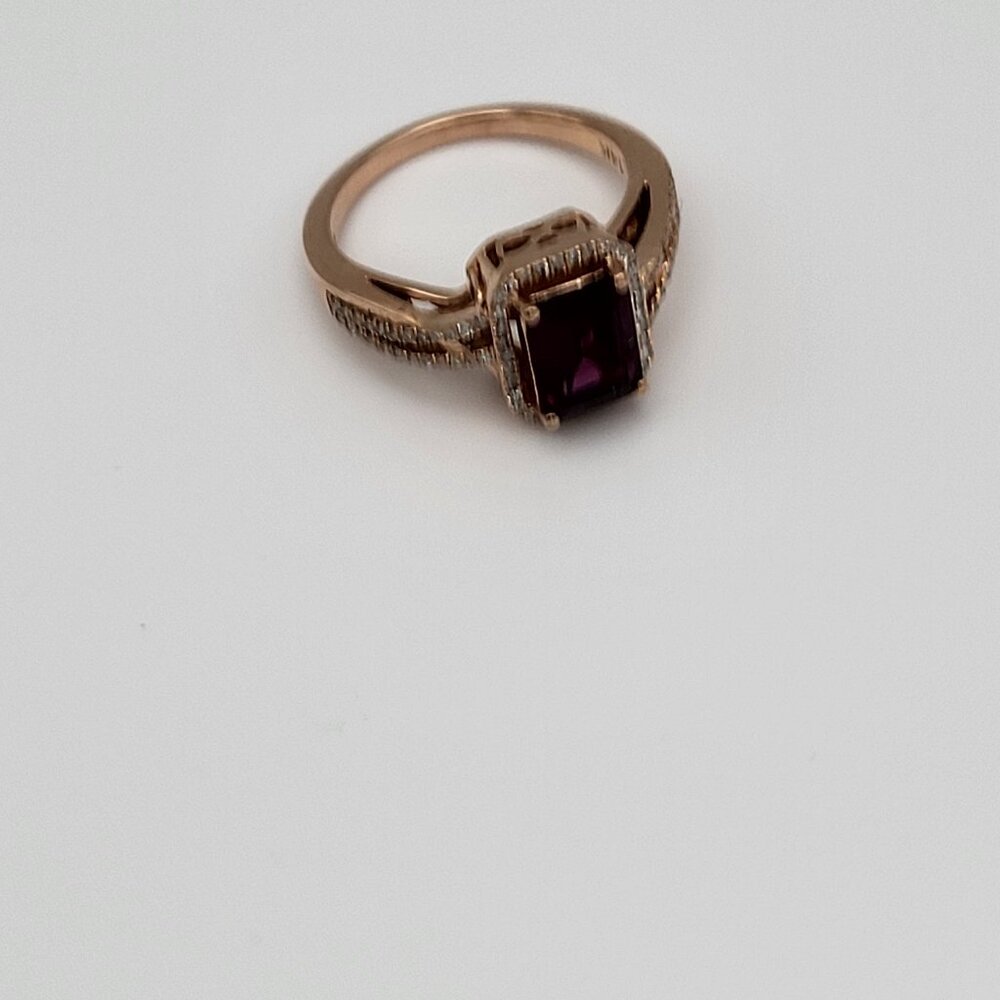 Effy Rhodolite Garnet and Diamond Ring in 14kt Rose Gold  Size 6.75 - Picture 6 of 6